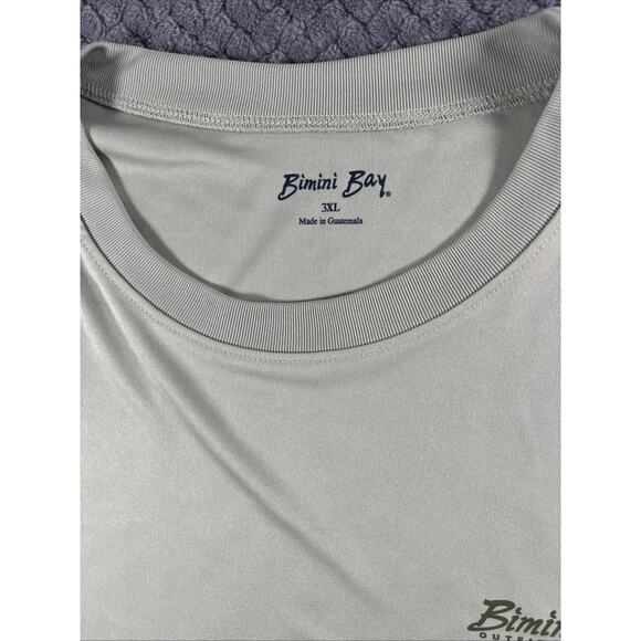 Bimini Bay Shirt Mens XXXL Hook M’ Gray GRN Logo Fishing Light Short Sleeve Bass - Picture 7 of 11